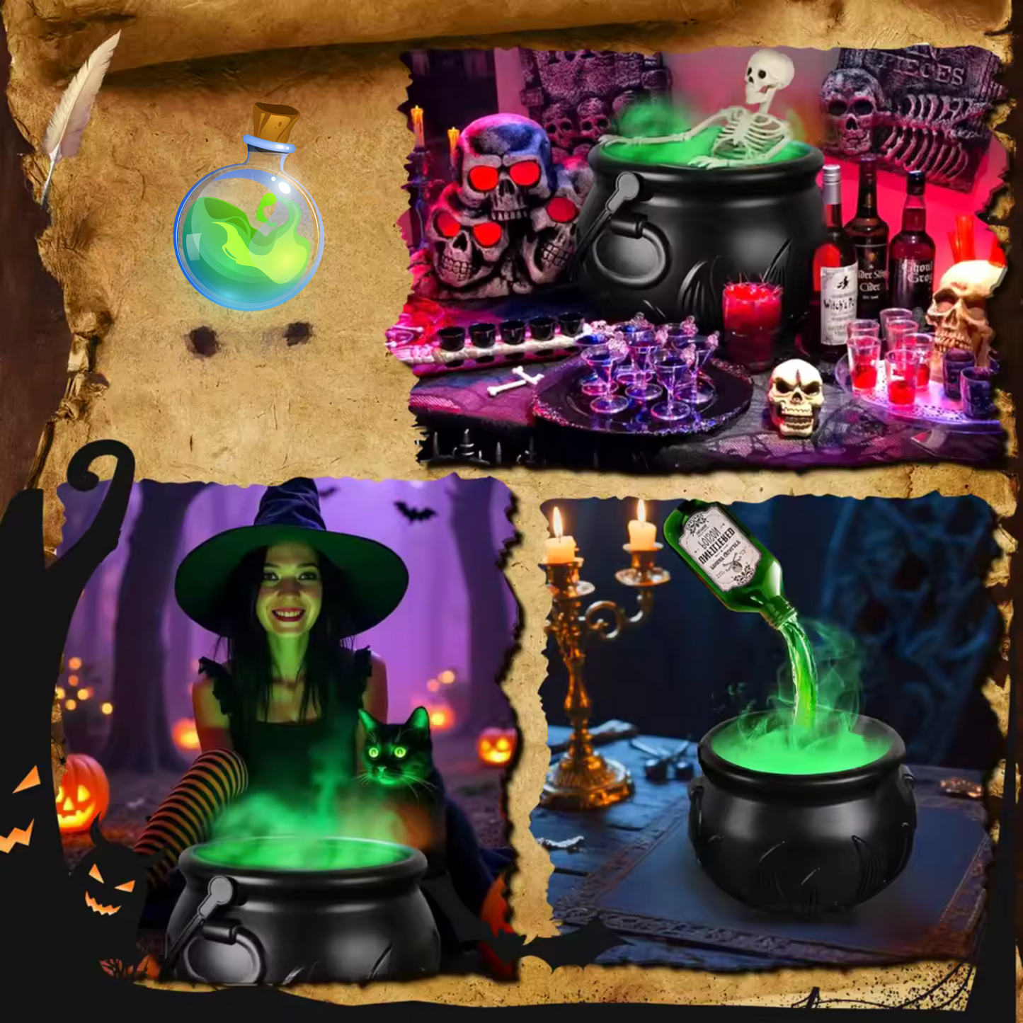 Caldero Mágico Halloween con Luz LED y Niebla™