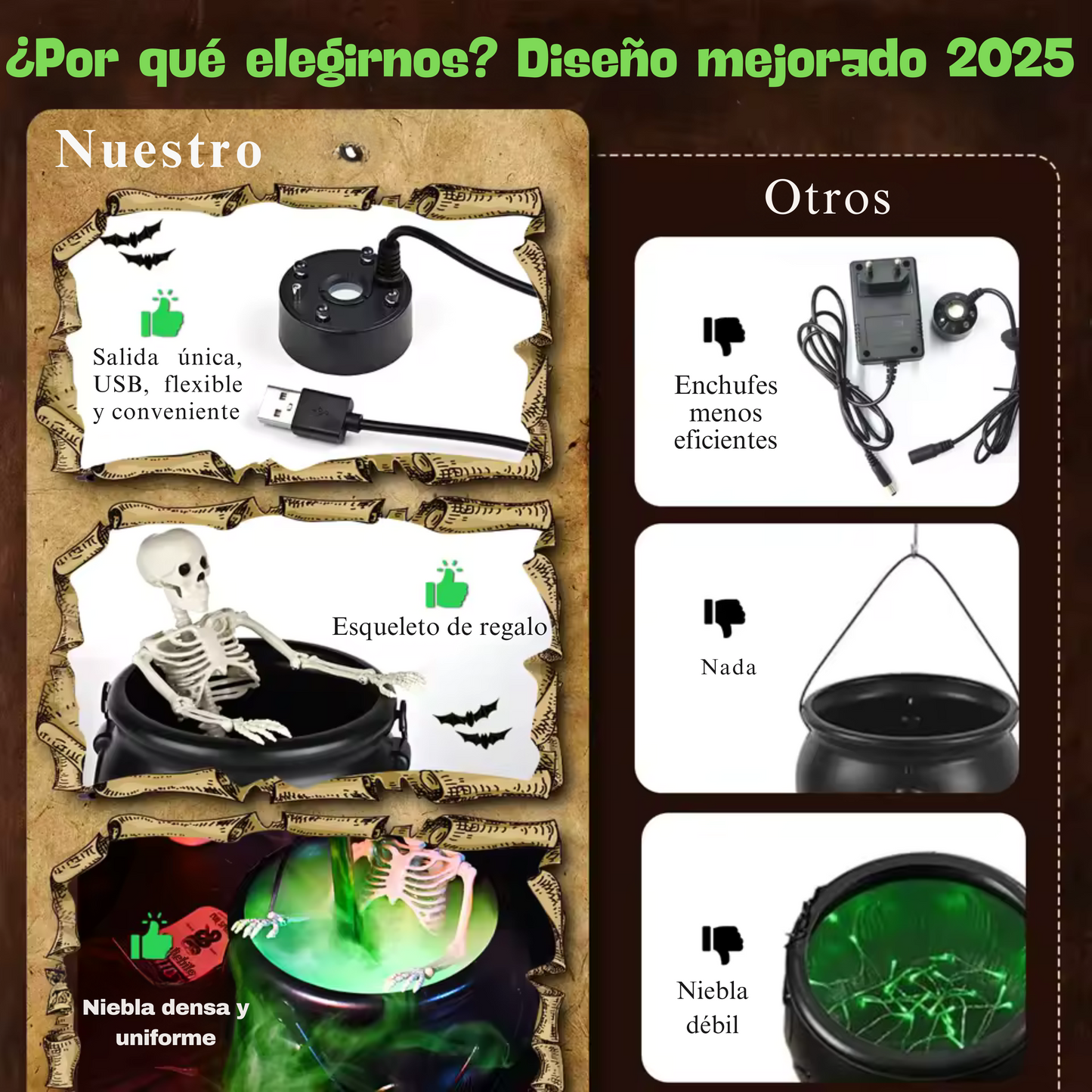 Caldero Mágico Halloween con Luz LED y Niebla™